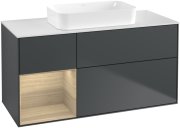 Тумба под раковину Villeroy & Boch Finion 120х50,1 см с подсветкой МДФ темно-синий матовый лак/стекло белое матовое G701PCHG