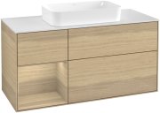 Тумба под раковину Villeroy & Boch Finion 120х50,1 см с подсветкой МДФ шпон дуба/стекло белое матовое G701PCPC