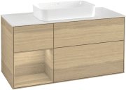 Тумба под раковину Villeroy & Boch Finion 120х50,1 см с подсветкой МДФ шпон дуба/стекло белое матовое G701PCPC