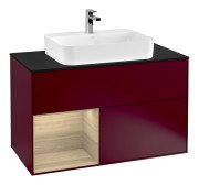 Тумба під раковину Villeroy & Boch Finion 100х50,1 см з підсвічуванням МДФ півонія матовий лак/скло чорне матове F362PCHB