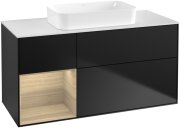 Тумба під раковину Villeroy & Boch Finion 120х50,1 см із підсвічуванням МДФ чорний матовий лак/скло біле матове 701PCPD