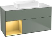 Тумба под раковину Villeroy & Boch Finion 120х50,1 см с подсветкой МДФ оливковый матовый лак/стекло белое матовое G701HFGM