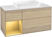 Тумба под раковину Villeroy & Boch Finion 120х50,1 см с подсветкой МДФ шпон дуба/стекло белое матовое G701HFPC