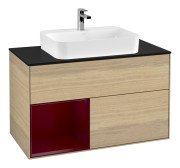 Тумба под раковину Villeroy & Boch Finion 100х50,1 см с подсветкой МДФ шпон дуба/стекло черное матовое F362HBPC