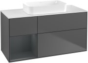 Тумба під раковину Villeroy & Boch Finion 120х50,1 см з підсвічуванням антрацит матовий лак/скло біле матове G701HGGK