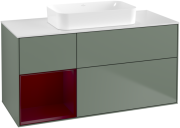 Тумба під раковину Villeroy & Boch Finion 120х50,1 см із підсвічуванням МДФ оливковий матовий лак/скло біле матове G701HBGM