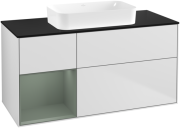 Тумба под раковину Villeroy & Boch Finion 120х50,1 см с подсветкой МДФ белый матовый лак/стекло черное матовое G702GMMT