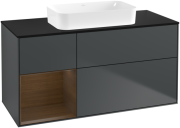 Тумба под раковину Villeroy & Boch Finion 120х50,1 см с подсветкой МДФ темно-синий матовый лак/стекло черное матовое G702GNHG