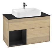 Тумба под раковину Villeroy & Boch Finion 100х50,1 см с подсветкой МДФ шпон дуба/стекло черное матовое F362PDPC