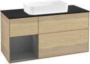 Тумба під раковину Villeroy & Boch Finion 120х50,1 см із підсвічуванням МДФ шпон дуба/скло чорне матове G702GKPC