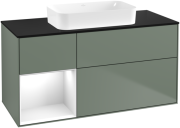 Тумба под раковину Villeroy & Boch Finion 120х50,1 см с подсветкой МДФ оливковый матовый лак/стекло черное матовое G702GFGM