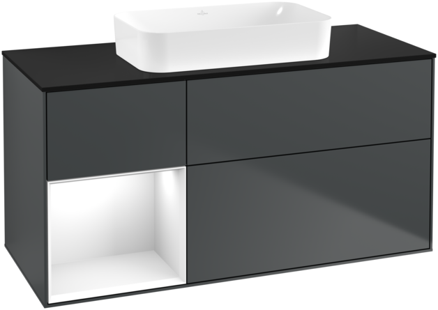 Тумба під раковину Villeroy & Boch Finion 120х50,1 см із підсвічуванням МДФ темно-синій матовий лак/скло чорне матове G702GFHG