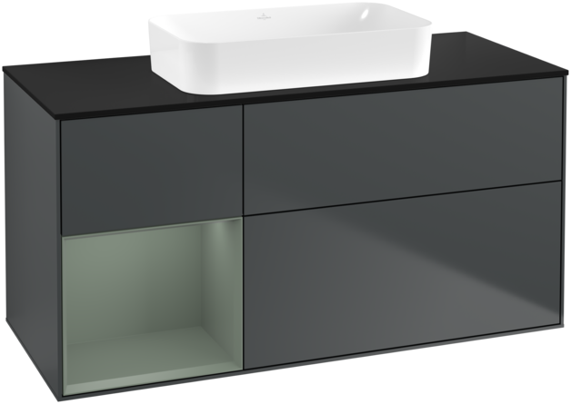 Тумба под раковину Villeroy & Boch Finion 120х50,1 см с подсветкой МДФ темно-синий матовый лак/стекло черное матовое G702GMHG