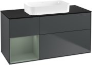 Тумба під раковину Villeroy & Boch Finion 120х50,1 см із підсвічуванням МДФ темно-синій матовий лак/скло чорне матове G702GMHG