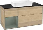 Тумба под раковину Villeroy & Boch Finion 120х50,1 см с подсветкой МДФ шпон дуба/стекло черное матовое G702GMPC