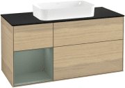 Тумба под раковину Villeroy & Boch Finion 120х50,1 см с подсветкой МДФ шпон дуба/стекло черное матовое G702GMPC