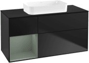 Тумба под раковину Villeroy & Boch Finion 120х50,1 см с подсветкой МДФ черный матовый лак/стекло черное матовое G702GMPD