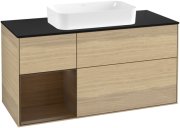 Тумба під раковину Villeroy & Boch Finion 120х50,1 см із підсвічуванням МДФ шпон дуба/скло чорне матове G702GNPC