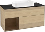 Тумба под раковину Villeroy & Boch Finion 120х50,1 см с подсветкой МДФ шпон дуба/стекло черное матовое G702GNPC