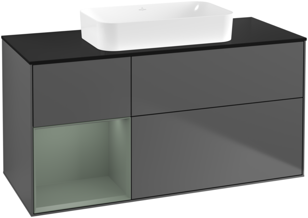 Тумба под раковину Villeroy & Boch Finion 120х50,1 см с подсветкой МДФ антрацит матовый лак/стекло черное матовое G702GMGK