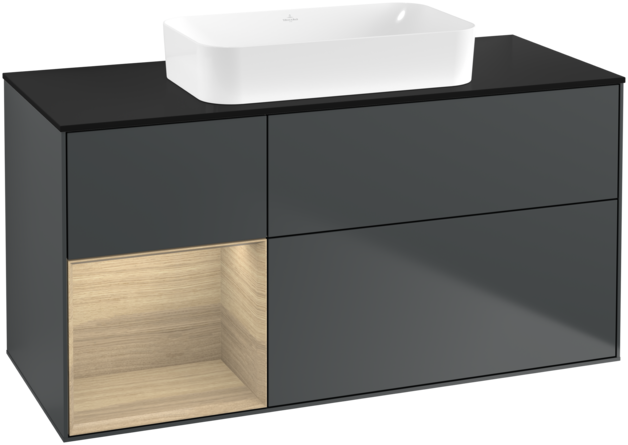 Тумба під раковину Villeroy & Boch Finion 120х50,1 см із підсвічуванням МДФ темно-синій матовий лак/скло чорне матове G702PCHG