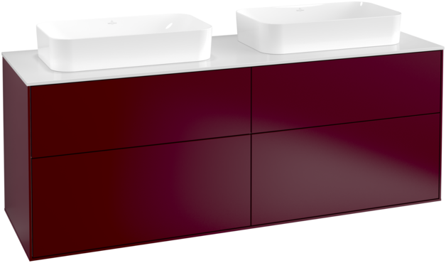 Тумба под раковину Villeroy & Boch Finion 160х50,1 см МДФ пион матовый лак/стекло белое матовое F72100HB