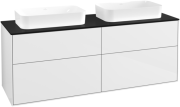 Тумба под раковину Villeroy & Boch Finion 160х50,1 см МДФ глянцевый белый лак/стекло черное матовое F72200GF