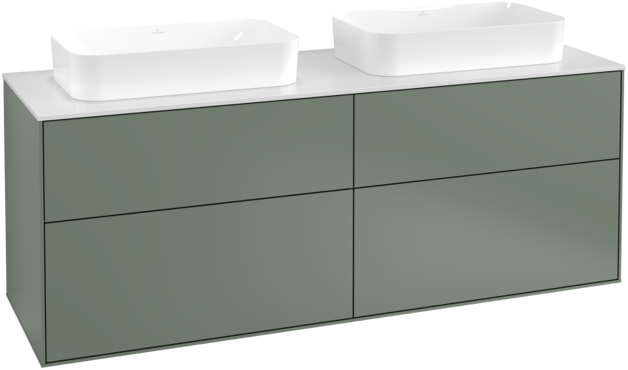 Тумба под раковину Villeroy & Boch Finion 160х50,1 см МДФ оливковый матовый лак/стекло белое матовое F72100GM