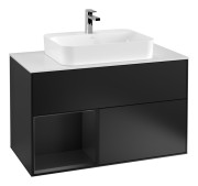 Тумба под раковину Villeroy & Boch Finion 100х50,1 см с подсветкой МДФ черный матовый лак/стекло белое матовое G361PDPD