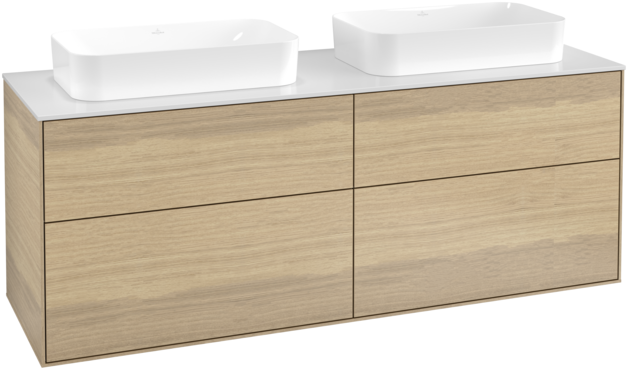 Тумба под раковину Villeroy & Boch Finion 160х50,1 см МДФ шпон дуба/стекло белое матовое F72100PC