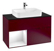 Тумба під раковину Villeroy & Boch Finion 100х50,1 см з підсвічуванням МДФ півонія матовий лак/скло біле матове G362GFHB