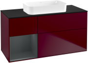 Тумба под раковину Villeroy & Boch Finion 120х50,1 см с подсветкой МДФ пион матовый лак/стекло черное матовое G702HGHB