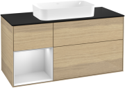 Тумба под раковину Villeroy & Boch Finion 120х50,1 см с подсветкой МДФ шпон дуба/стекло черное матовое G702MTPC