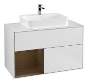 Тумба под раковину Villeroy & Boch Finion 100х50,1 см с подсветкой МДФ белый матовый лак/стекло белое матовое G361GNMT