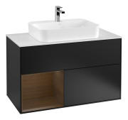 Тумба под раковину Villeroy & Boch Finion 100х50,1 см с подсветкой МДФ черный матовый лак/стекло белое матовое G361GNPD