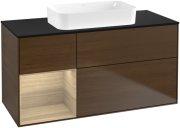 Тумба під раковину Villeroy & Boch Finion 120х50,1 см з підсвічуванням МДФ шпон волоського горіха/скло чорне матове G702PCGN