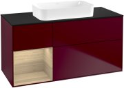 Тумба під раковину Villeroy & Boch Finion 120х50,1 см з підсвічуванням МДФ півонія матовий лак/скло чорне матове G702PCHB