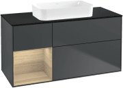 Тумба под раковину Villeroy & Boch Finion 120х50,1 см с подсветкой МДФ темно-синий матовый лак/стекло черное матовое G702PCHG