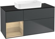 Тумба під раковину Villeroy & Boch Finion 120х50,1 см із підсвічуванням МДФ темно-синій матовий лак/скло чорне матове G702PCHG