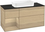 Тумба под раковину Villeroy & Boch Finion 120х50,1 см с подсветкой МДФ шпон дуба/стекло черное матовое G702PCPC