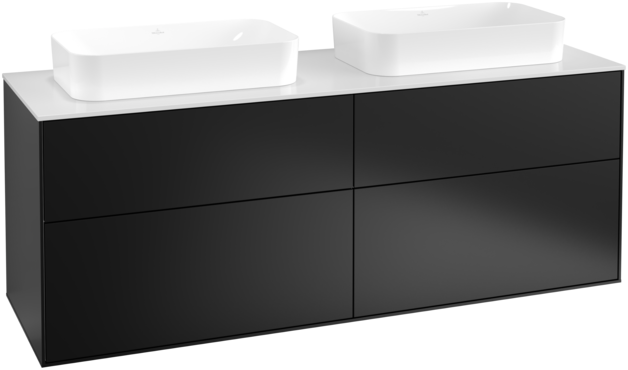 Тумба під раковину Villeroy & Boch Finion 160х50,1 см МДФ чорний матовий лак/скло біле матове F72100PD