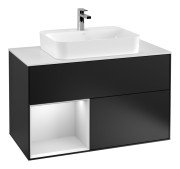 Тумба під раковину Villeroy & Boch Finion 100х50,1 см із підсвічуванням МДФ чорний матовий лак/скло біле матове G361MTPD