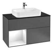 Тумба под раковину Villeroy & Boch Finion 100х50,1 см с подсветкой МДФ антрацит матовый лак/стекло черное матовое G362GFGK