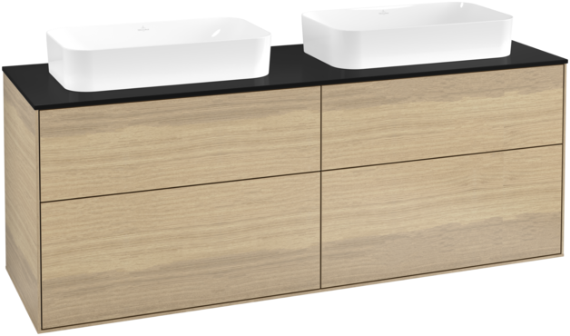 Тумба под раковину Villeroy & Boch Finion 160х50,1 см МДФ шпон дуба/стекло черное матовое F72200PC