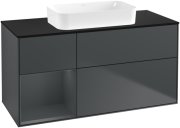 Тумба під раковину Villeroy & Boch Finion 120х50,1 см із підсвічуванням МДФ темно-синій матовий лак/скло чорне матове G702HGHG