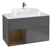 Тумба под раковину Villeroy & Boch Finion 100х50,1 см с подсветкой МДФ антрацит матовый лак/стекло белое матовое G361GNGK