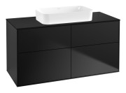 Тумба під раковину Villeroy & Boch Finion 120х50,1 см з підсвічуванням МДФ чорний матовий лак/скло чорне матове G67200PD