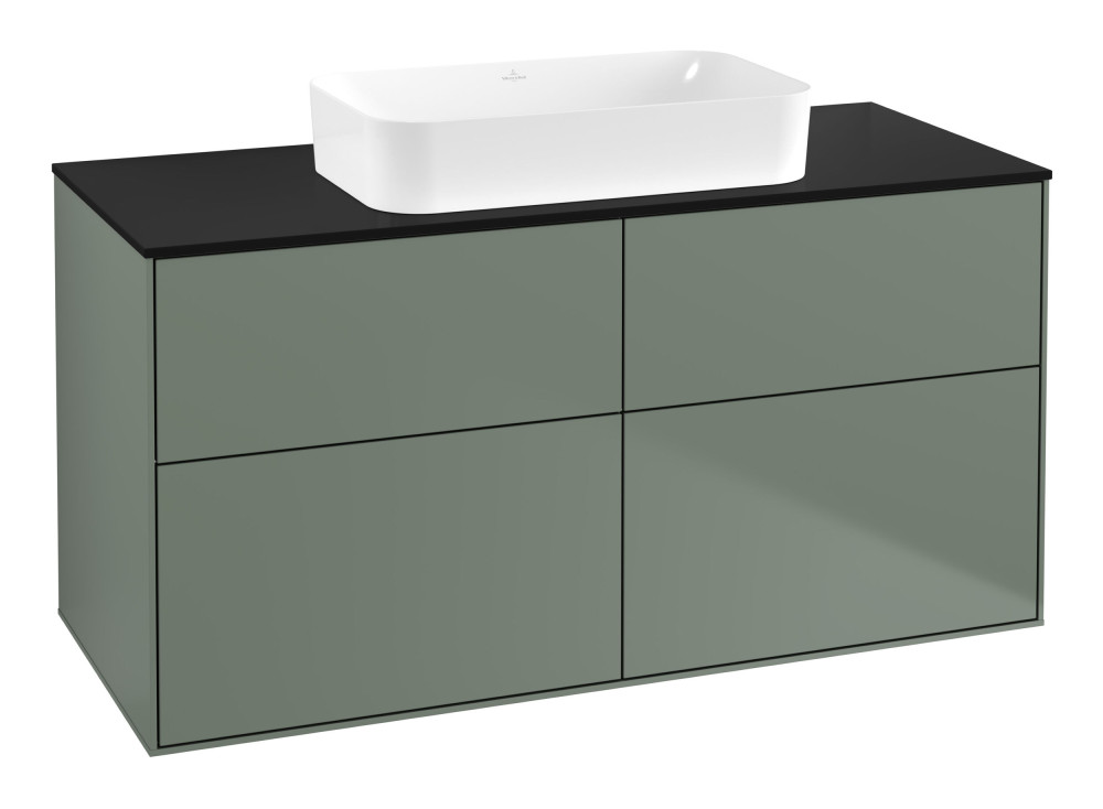 Тумба под раковину Villeroy & Boch Finion 120х50,1 см с подсветкой МДФ оливковый матовый лак/стекло черное матовое G67200GM