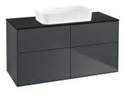 Тумба під раковину Villeroy & Boch Finion 120х50,1 см із підсвічуванням МДФ темно-синій матовий лак/скло чорне матове G67200HG