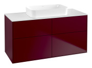 Тумба под раковину Villeroy & Boch Finion 120х50,1 см с подсветкой МДФ пион матовый лак/стекло белое матовое G67100HB